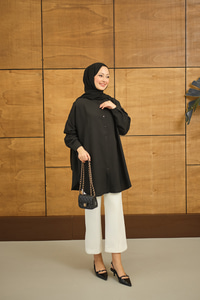 Hakim Yaka Basic Gömlek Siyah