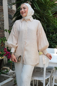 Halka Detaylı Gömlek Krem