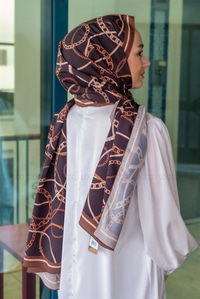 Uygun Fiyatlı HALKA ZINCIR DESEN SAL KAHVERENGI | Loccomoda.com 