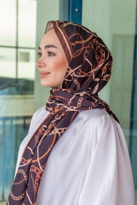 Uygun Fiyatlı HALKA ZINCIR DESEN SAL KAHVERENGI | Loccomoda.com 