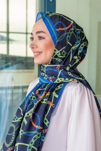 Uygun Fiyatlı HALKA ZINCIR DESEN SAL SAX MAVI | Loccomoda.com 