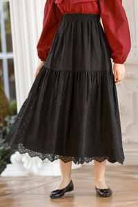 İnci Aksesuarlı Etek Siyah