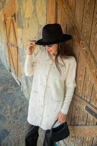 İnci Detay Triko Ceket Bej