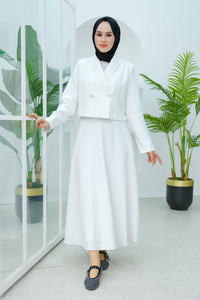 İnci Detaylı Etek Takım Ekru