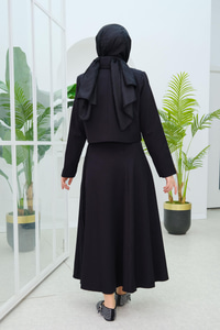 İnci Detaylı Etek Takım Siyah