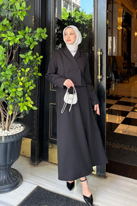 İnci Detaylı Etek Takım Siyah