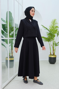 İnci Detaylı Etek Takım Siyah