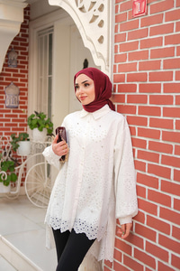 İnci Detaylı Gömlek Beyaz