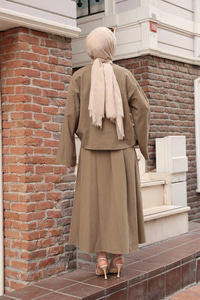 İnci Detaylı Takım  Haki Yeşil