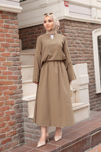 İnci Detaylı Takım  Haki Yeşil