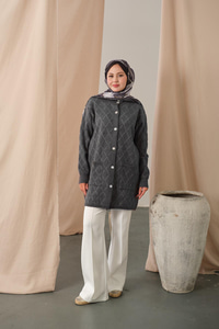 İnci Detaylı Triko Hırka Gri