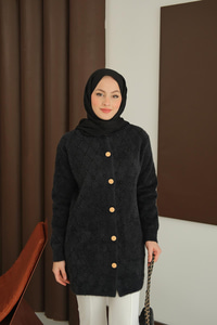 İnci Detaylı Triko Hırka Siyah