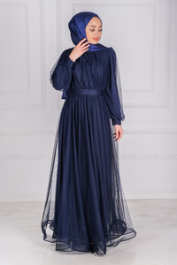 Uygun Fiyatlı INCI ISLEMELI TUL ABIYE LACIVERT | Loccomoda.com 