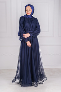 Uygun Fiyatlı INCI ISLEMELI TUL ABIYE LACIVERT | Loccomoda.com 