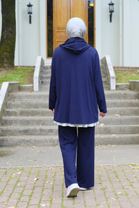 İp Detay Kapüşonlu İkili Takım Lacivert