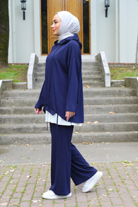 İp Detay Kapüşonlu İkili Takım Lacivert