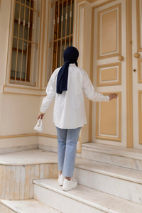 İp Detaylı Yırtmaçlı Gömlek Beyaz