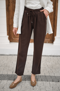 İp Kemerli Bol Paça Pike Pantolon Kahverengi