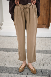 İp Kemerli Bol Paça Pike Pantolon Vizon