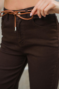 İp Kemerli Kot Pantolon Kahverengi