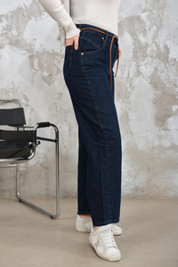 İp Kemerli Kot Pantolon Mavi