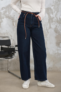 İp Kemerli Kot Pantolon Mavi