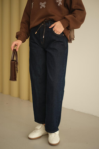 İp Kemerli Kot Pantolon Mavi