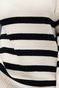 İspanyol Kol Çizgili Triko Kazak Kırmızı