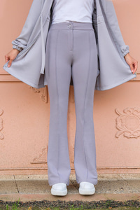 İspanyol Paça Çımalı Pantolon  Gri