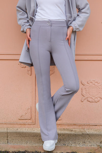 İspanyol Paça Çımalı Pantolon  Gri