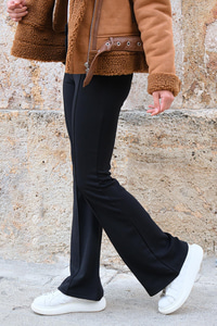 İspanyol Paça Çımalı Pantolon Siyah