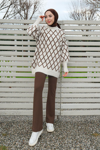 İspanyol Paça Pantolon Kahverengi