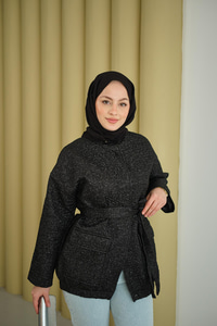 Jakar Çıtçıtlı Ceket Siyah