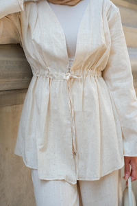 Jason Taşlı Keten Takım Ekru