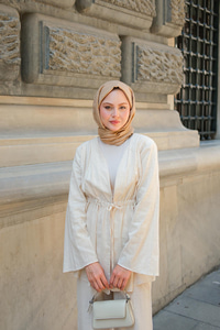 Jason Taşlı Keten Takım Ekru