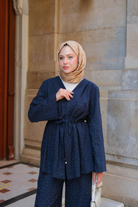 Jason Taşlı Keten Takım Lacivert