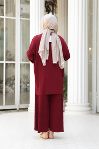 Kabarık Kumaş Takım Bordo