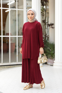 Kabarık Kumaş Takım Bordo
