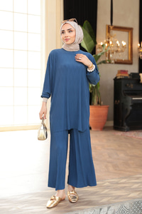 Kabarık Kumaş Takım Lacivert