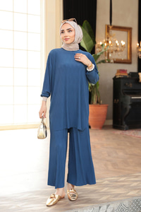 Kabarık Kumaş Takım Lacivert