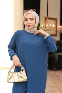 Kabarık Kumaş Takım Lacivert