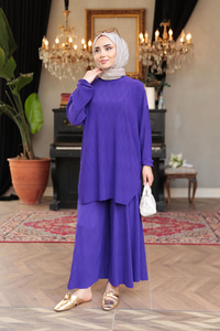 Kabarık Kumaş Takım Mor