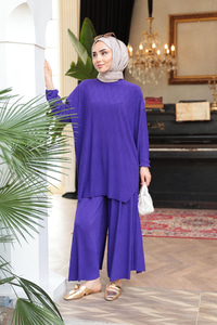 Kabarık Kumaş Takım Mor