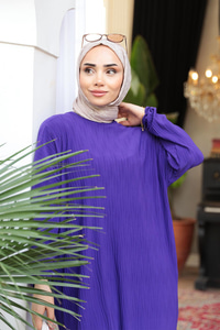 Kabarık Kumaş Takım Mor