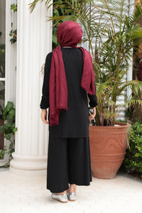 Kabarık Kumaş Takım Siyah