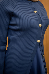 Kabartma Çizgi Detaylı Hırka Lacivert