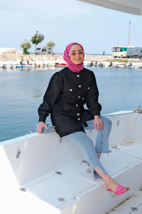 Kabartma Desen Taş Aksesuarlı Gömlek SIYAH