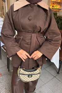 Kadife Kaplama Garnili Trenç Acı Kahve