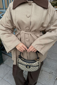 Kadife Kaplama Garnili Trenç Vizon