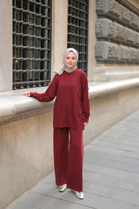 Kaftan Basic Takım Bordo